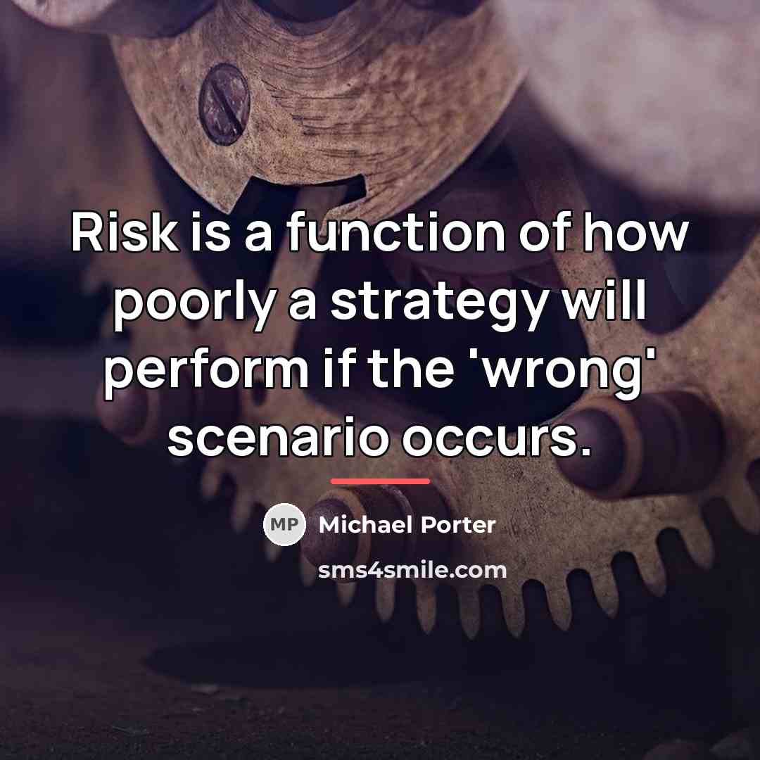 “Risk is a function of how poorly a strategy will…” quote by Michael Porter