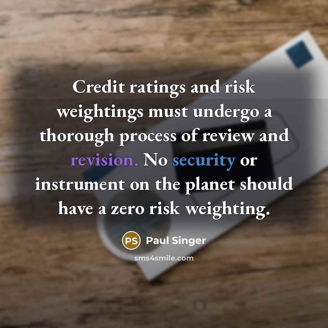 “Credit ratings and risk weightings must undergo a thorough process…” quote by Paul Singer