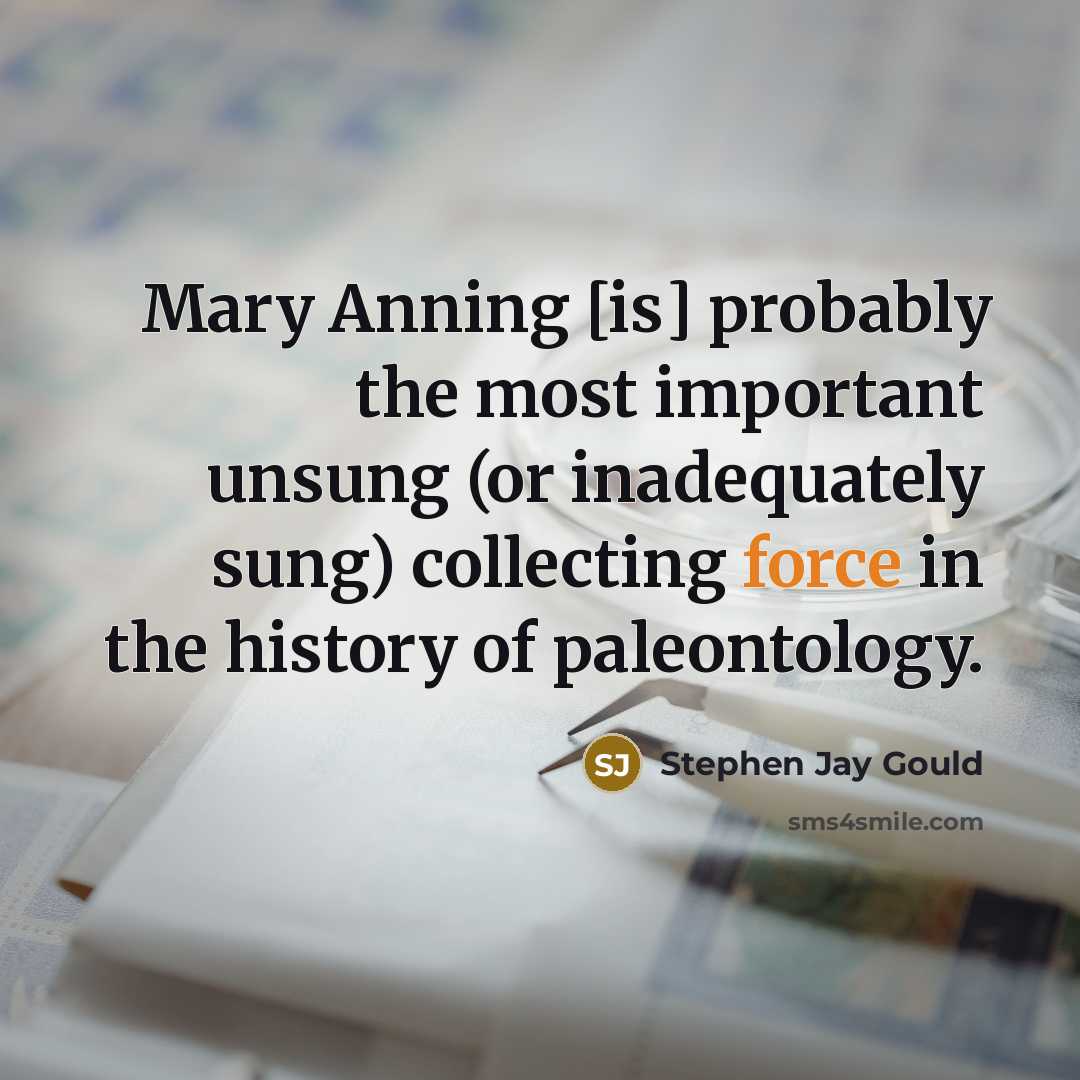 “Mary Anning [is] probably the most important unsung (or inadequately…” quote by Stephen Jay Gould