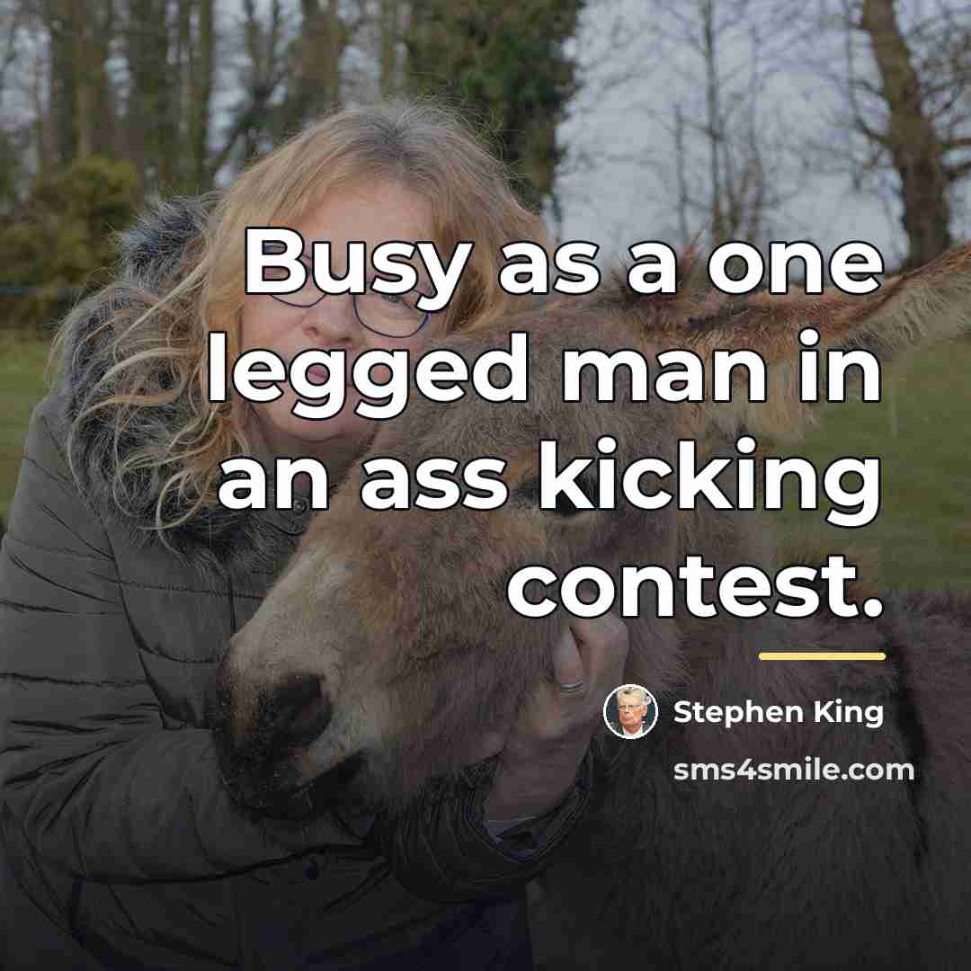 “Busy as a one legged man in an ass kicking…” quote by Stephen King