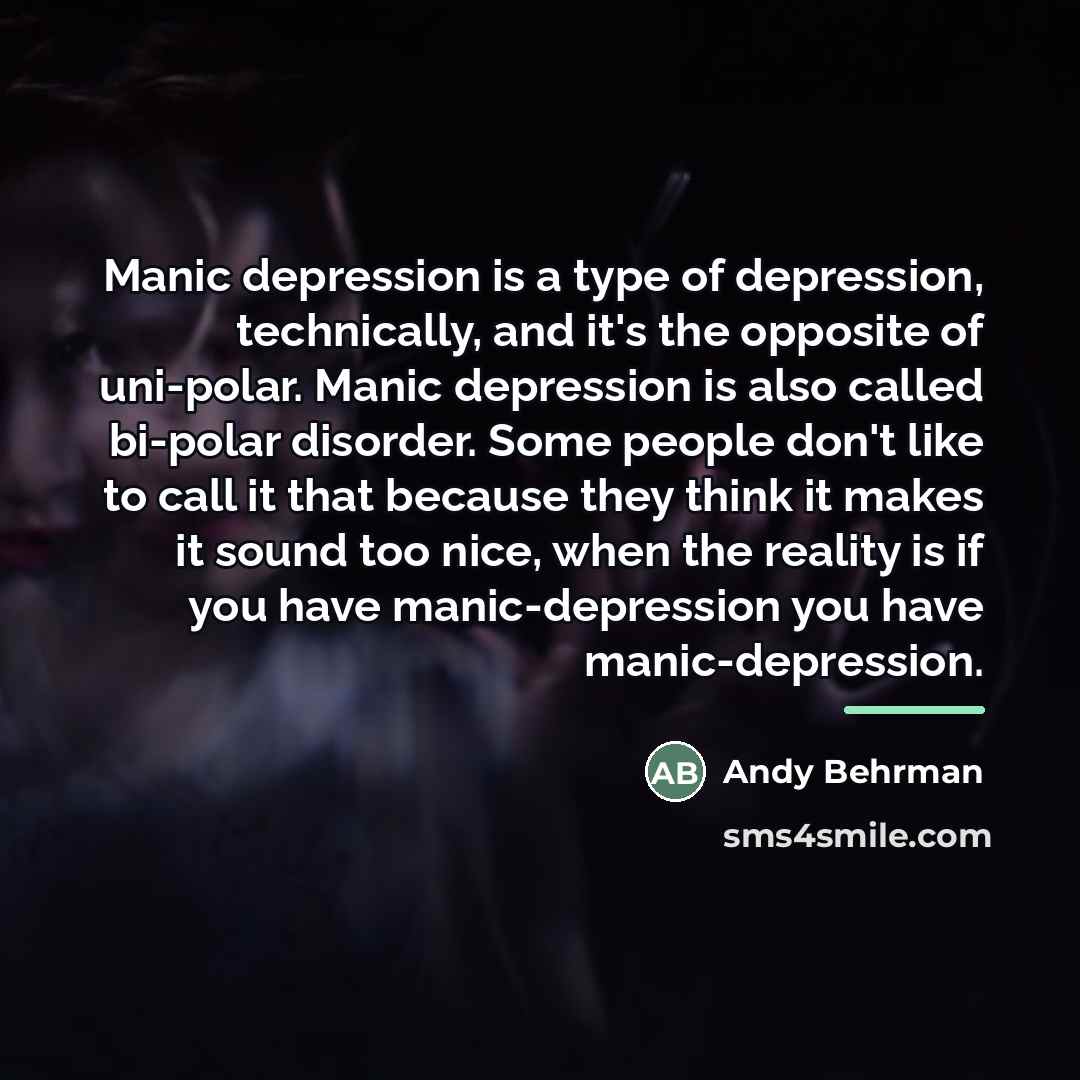 “Manic depression is a type of depression, technically, and it's…” quote by Andy Behrman