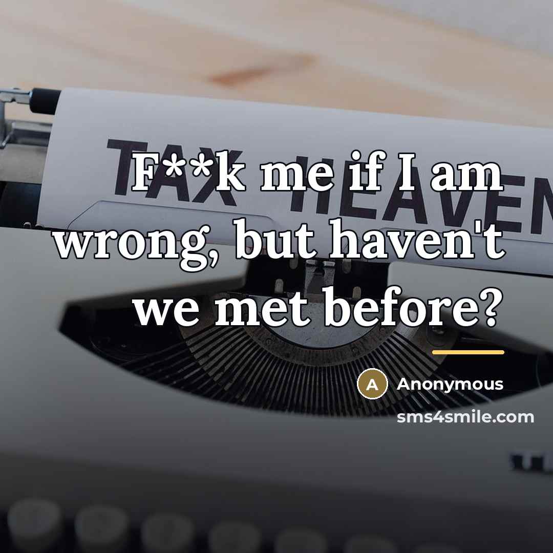 “F**k me if I am wrong, but haven't we met…” quote by Anonymous