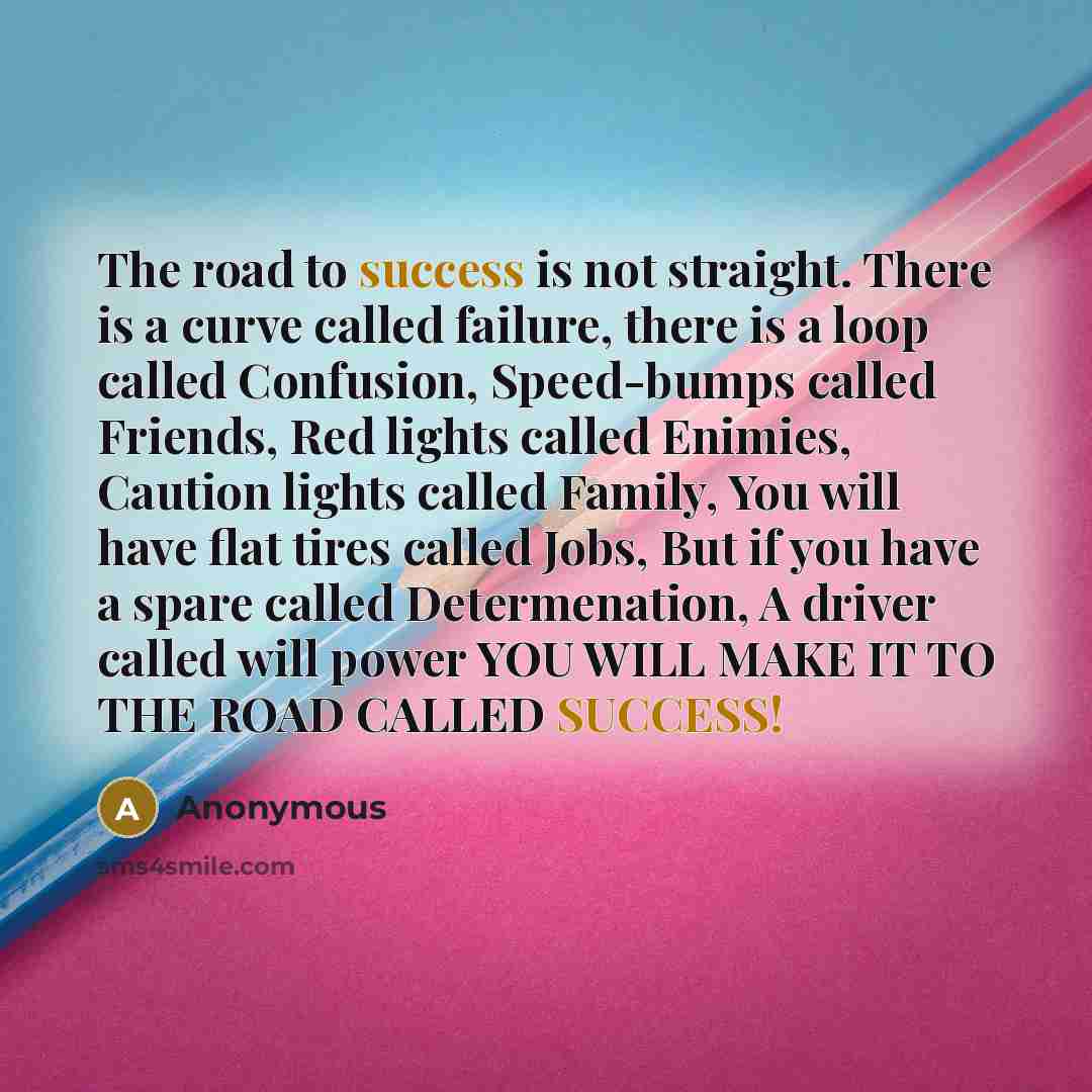 “The road to success is not straight. There is a…” quote by Anonymous