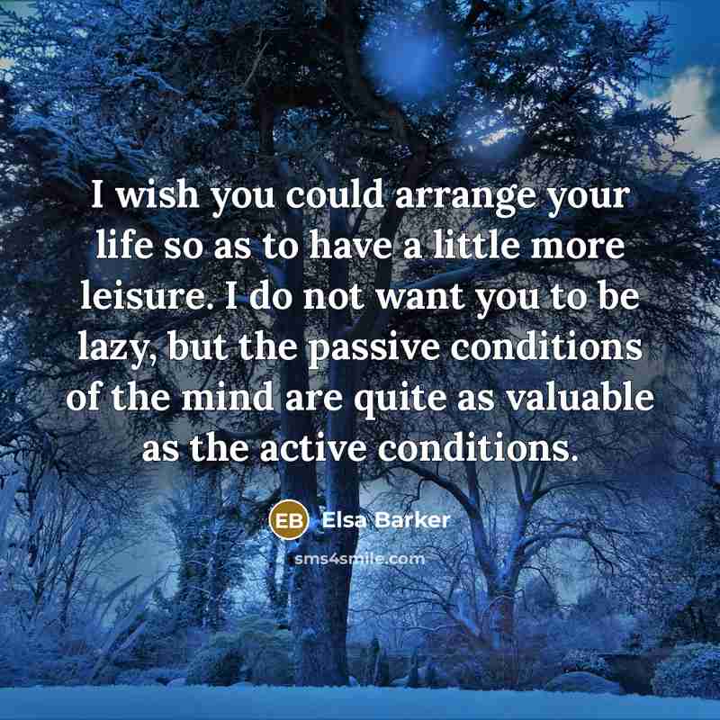 “I wish you could arrange your life so as to…” quote by Elsa Barker