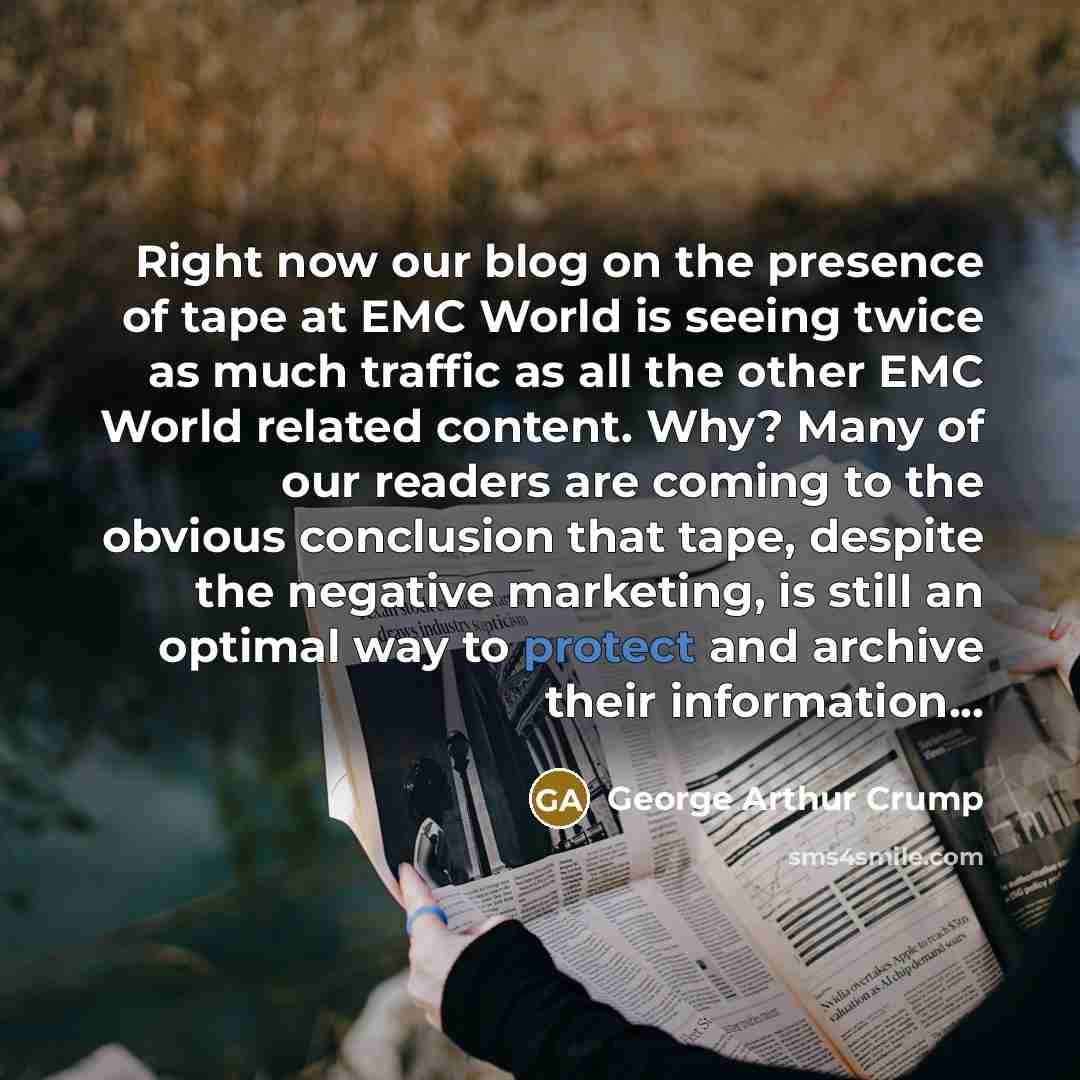 “Right now our blog on the presence of tape at…” quote by George Arthur Crump