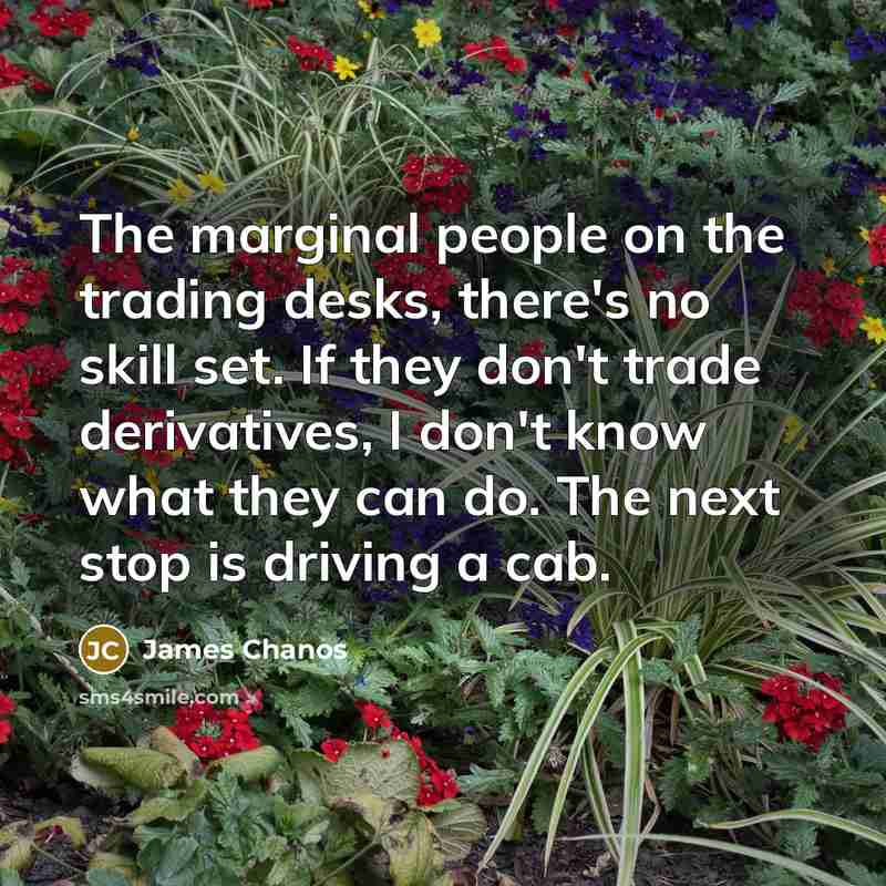 “The marginal people on the trading desks, there's no skill…” quote by James Chanos