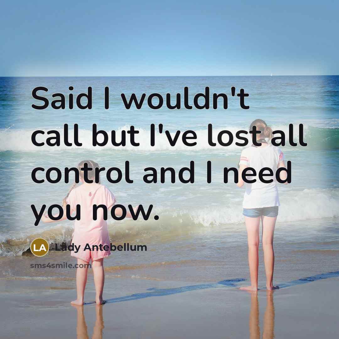 “Said I wouldn't call but I've lost all control and…” quote by Lady Antebellum