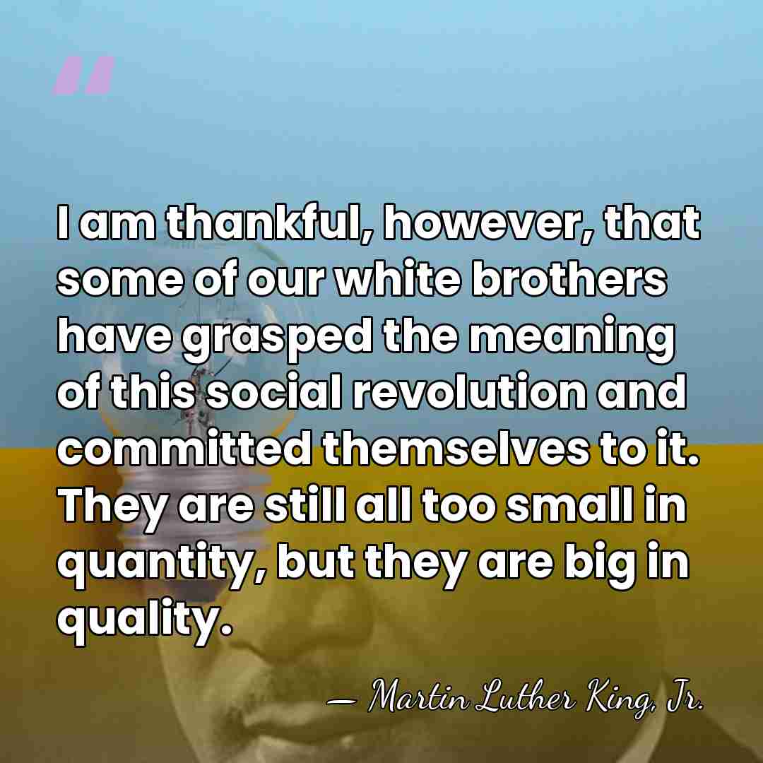 I am thankful, however, that some of our white brothers have grasped&hellip; - Martin Luther King, Jr.