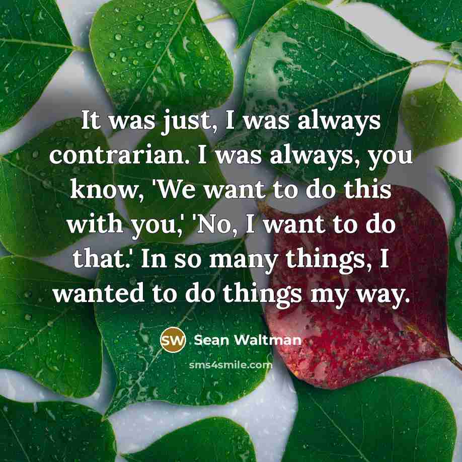 “It was just, I was always contrarian. I was always,…” quote by Sean Waltman