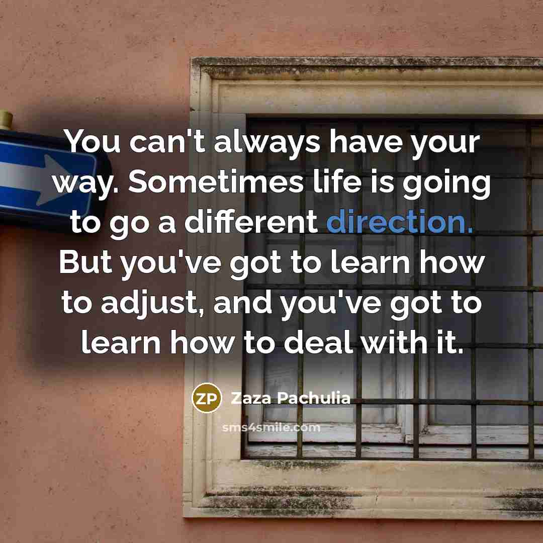 “You can't always have your way. Sometimes life is going to go a different direction. But you've got to learn how to adjust, and you've got to learn how to deal with it.” quote by Zaza Pachulia