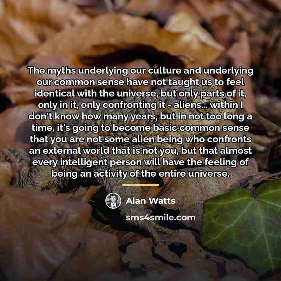 “The myths underlying our culture and underlying our common sense…” quote by Alan Watts