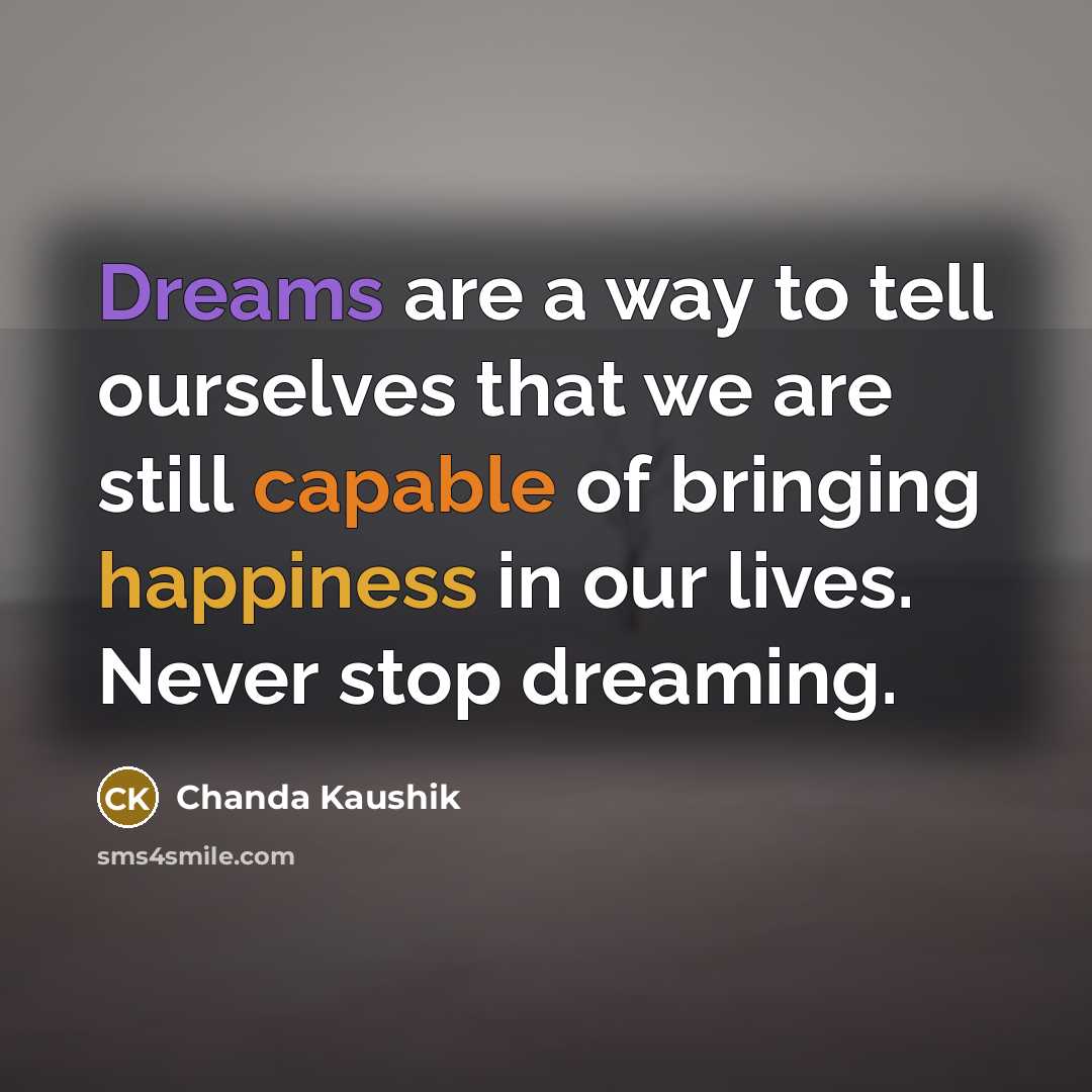 “Dreams are a way to tell ourselves that we are…” quote by Chanda Kaushik