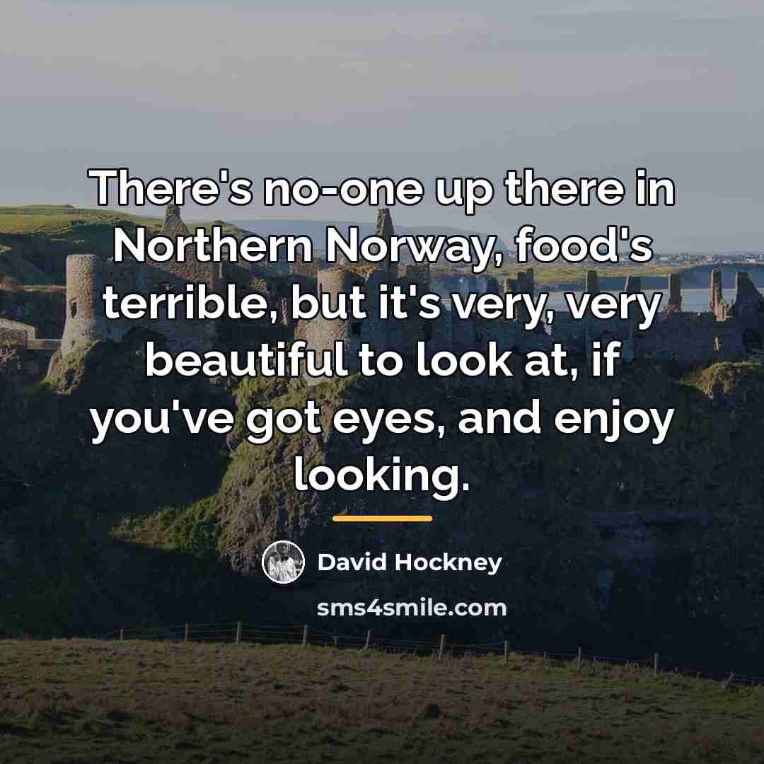 “There's no-one up there in Northern Norway, food's terrible, but…” quote by David Hockney