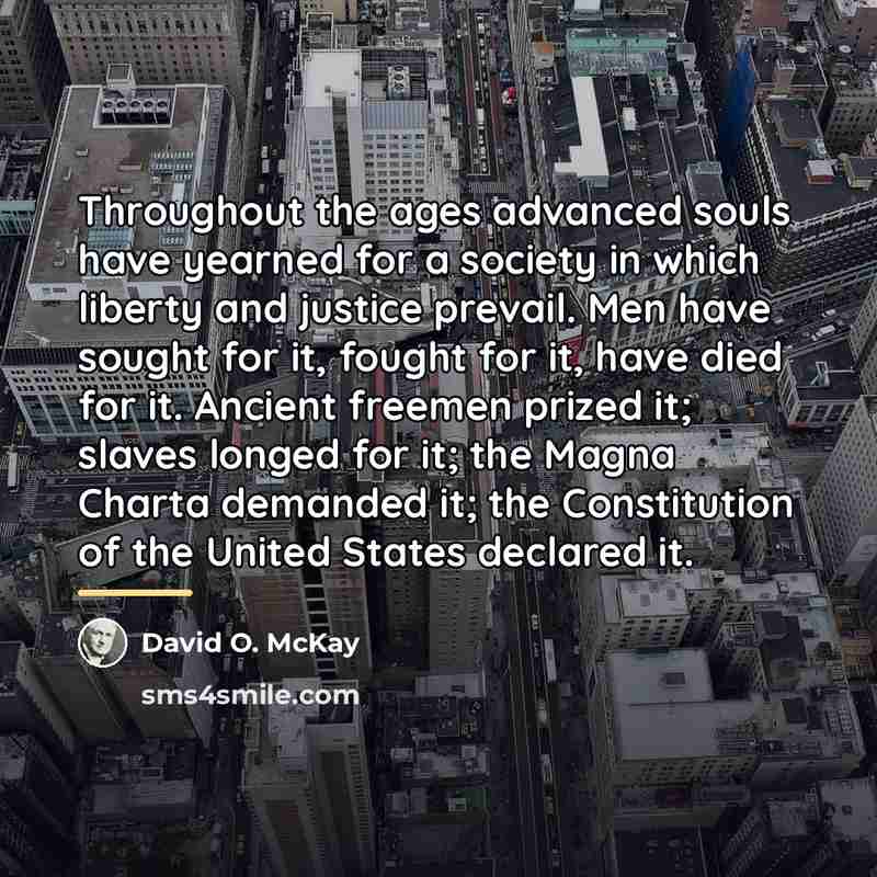 “Throughout the ages advanced souls have yearned for a society…” quote by David O. McKay