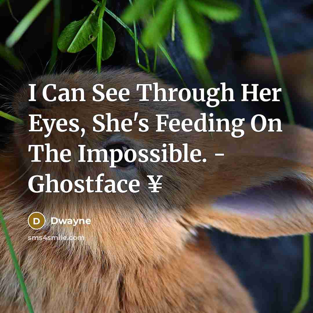 “I Can See Through Her Eyes, She's Feeding On The Impossible. - Ghostface ¥” quote by Dwayne