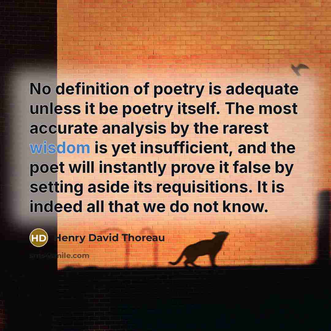 “No definition of poetry is adequate unless it be poetry…” quote by Henry David Thoreau