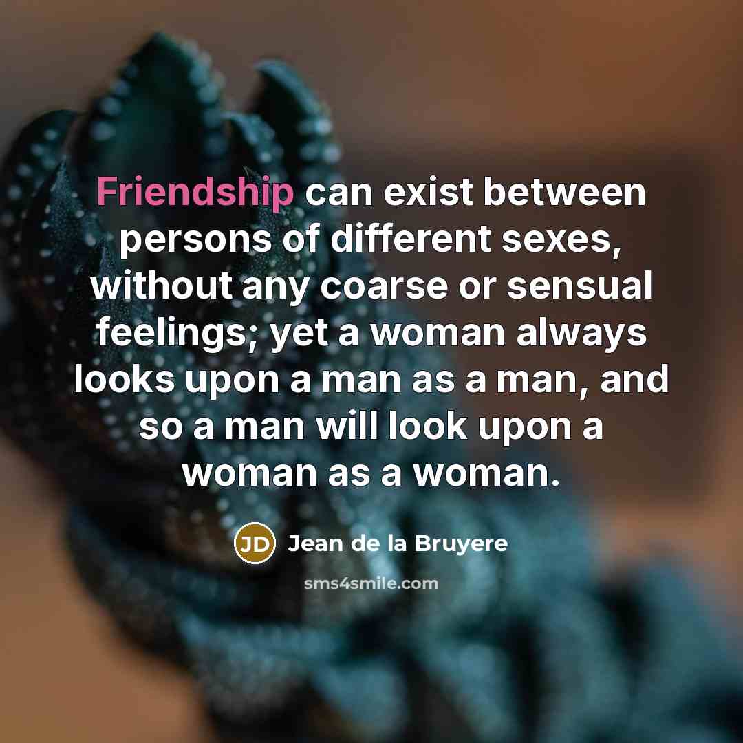 “Friendship can exist between persons of different sexes, without any…” quote by Jean de la Bruyere