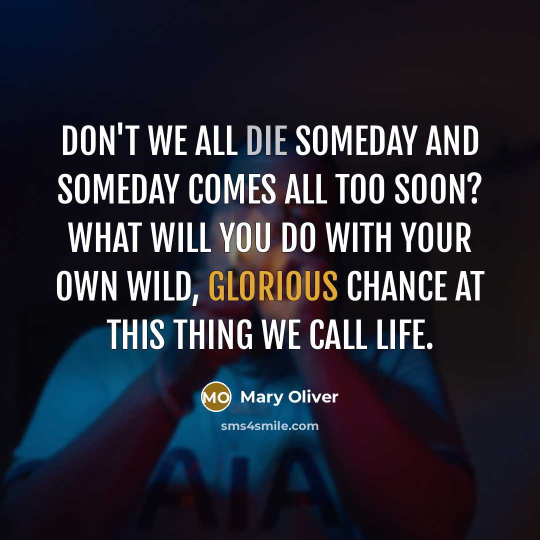 “Don't we all die someday and someday comes all too…” quote by Mary Oliver