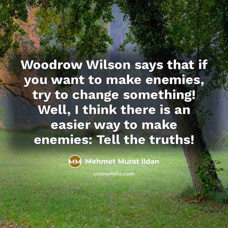 “Woodrow Wilson says that if you want to make enemies,…” quote by Mehmet Murat Ildan