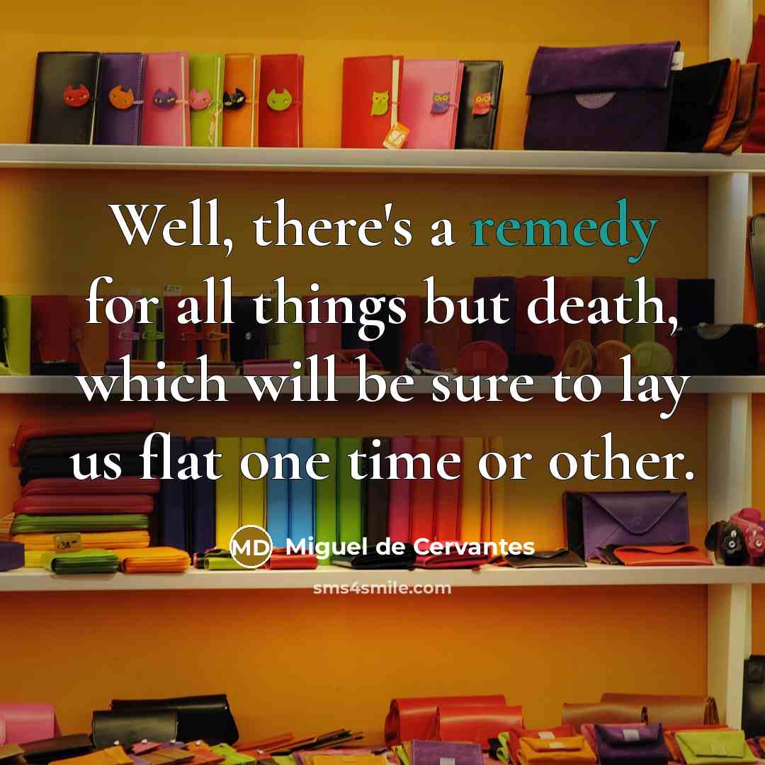“Well, there's a remedy for all things but death, which…” quote by Miguel de Cervantes