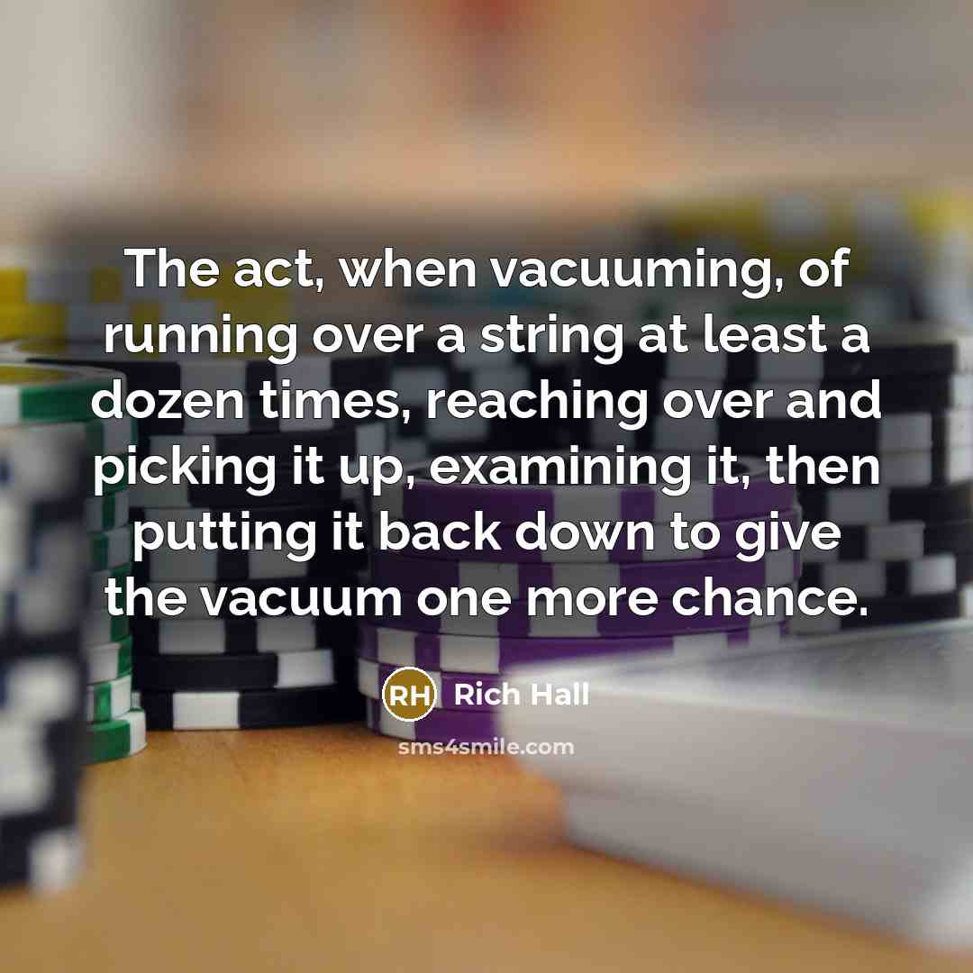 “The act, when vacuuming, of running over a string at…” quote by Rich Hall