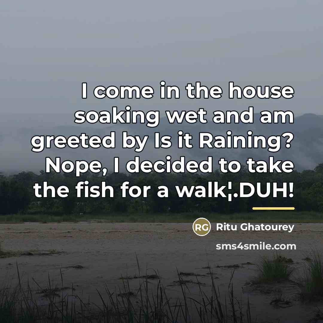“I come in the house soaking wet and am greeted…” quote by Ritu Ghatourey