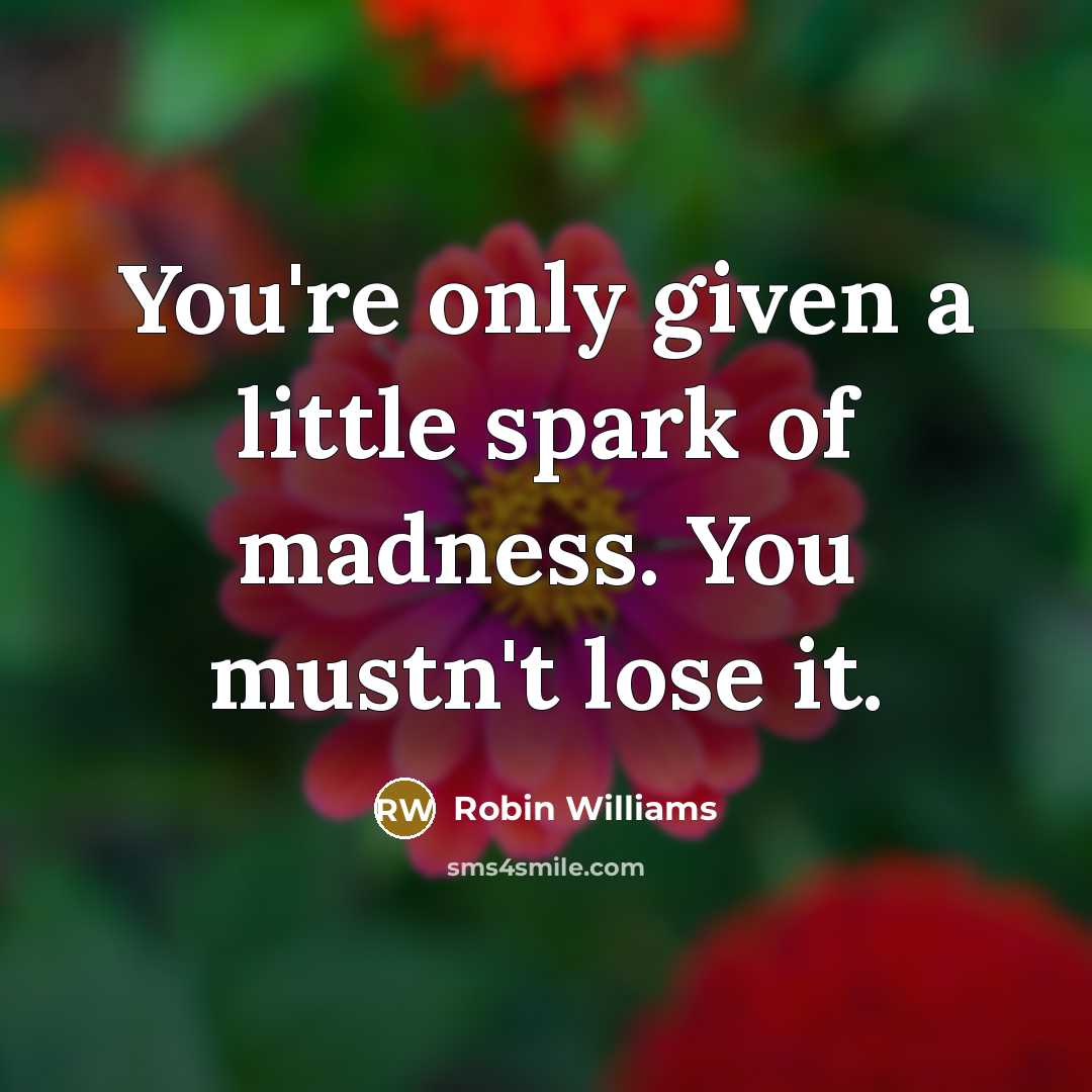 “You're only given a little spark of madness. You mustn't…” quote by Robin Williams