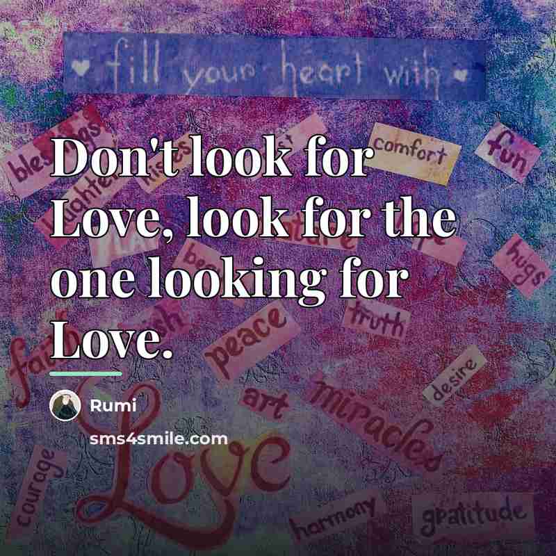 “Don't look for Love, look for the one looking for…” quote by Rumi