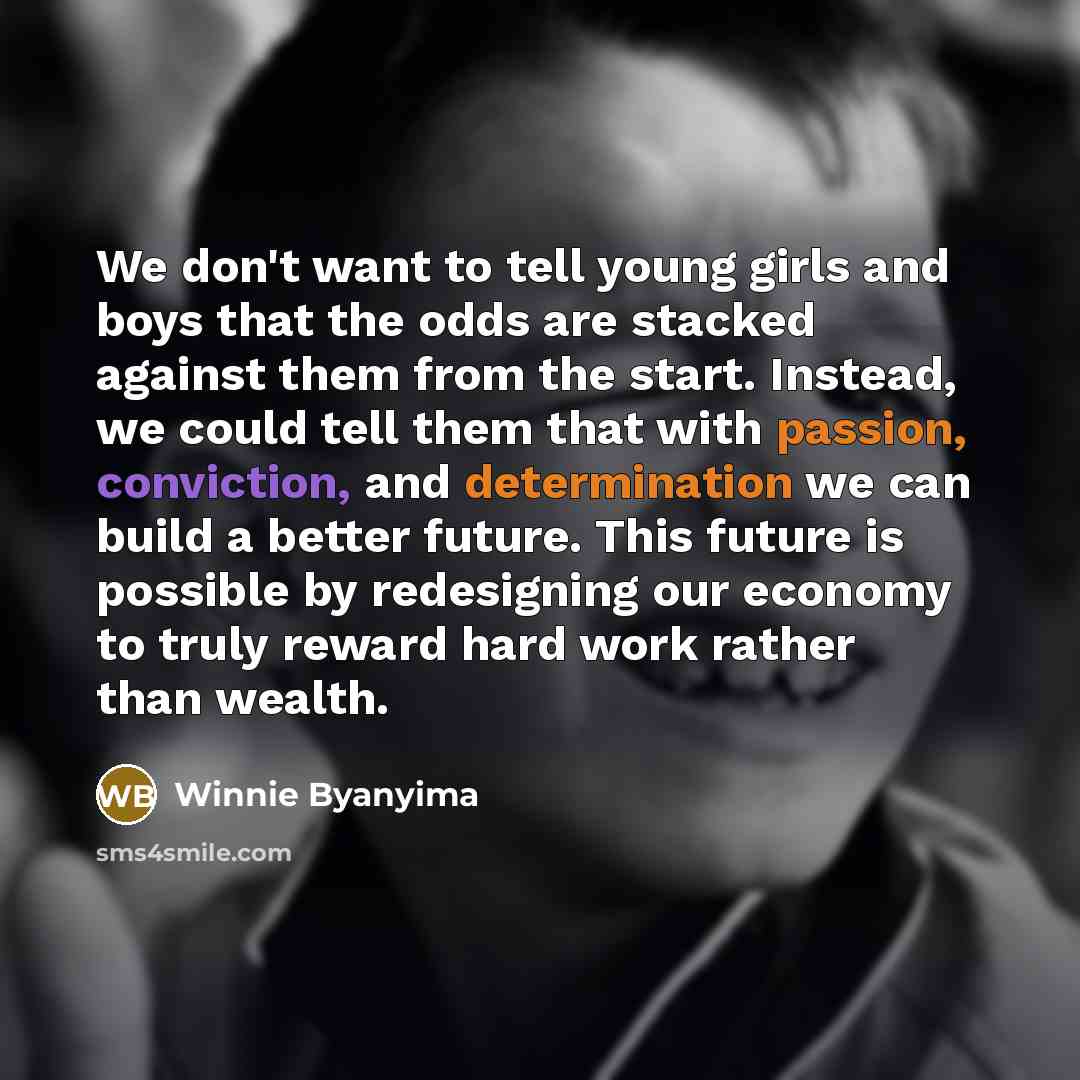 “We don't want to tell young girls and boys that…” quote by Winnie Byanyima