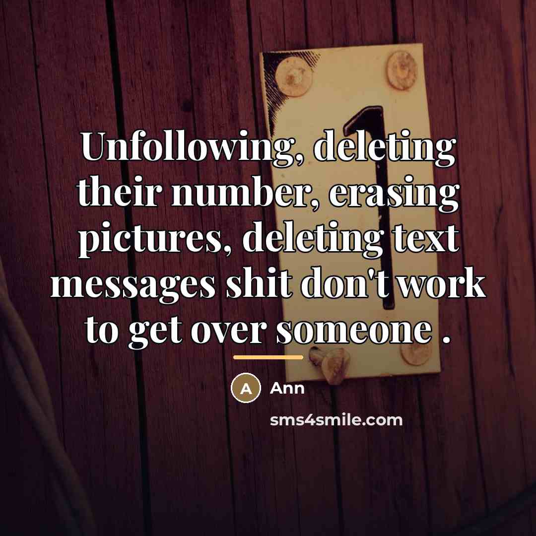 “Unfollowing, deleting their number, erasing pictures, deleting text messages shit…” quote by Ann