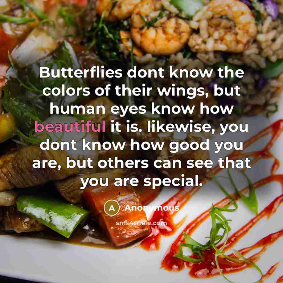 “Butterflies dont know the colors of their wings, but human…” quote by Anonymous