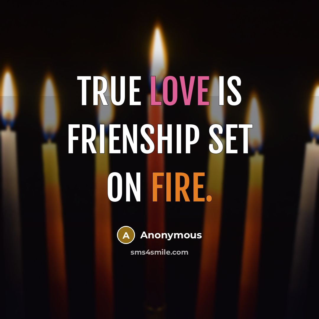“True love is frienship Set on Fire.” quote by Anonymous