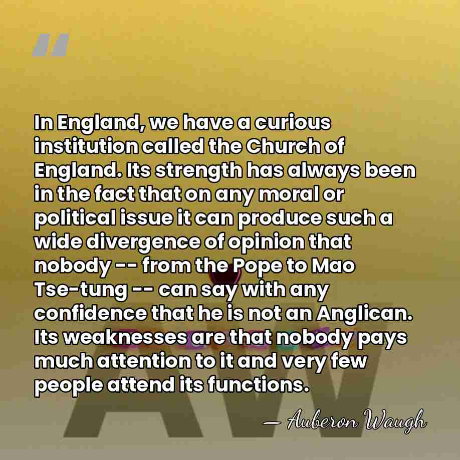 In England, we have a curious institution called the Church of England.&hellip; - Auberon Waugh