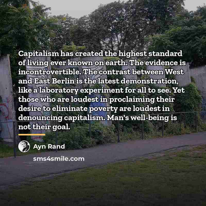 “Capitalism has created the highest standard of living ever known…” quote by Ayn Rand