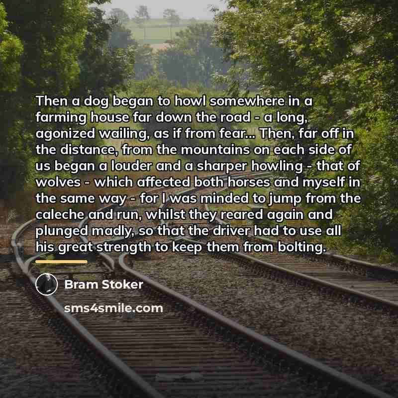 “Then a dog began to howl somewhere in a farming…” quote by Bram Stoker