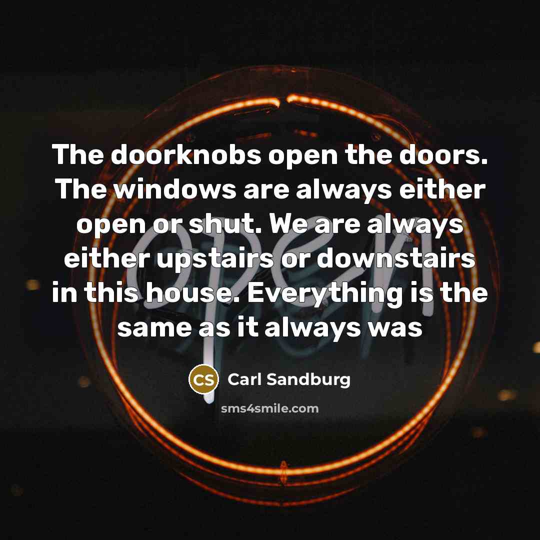 “The doorknobs open the doors. The windows are always either…” quote by Carl Sandburg