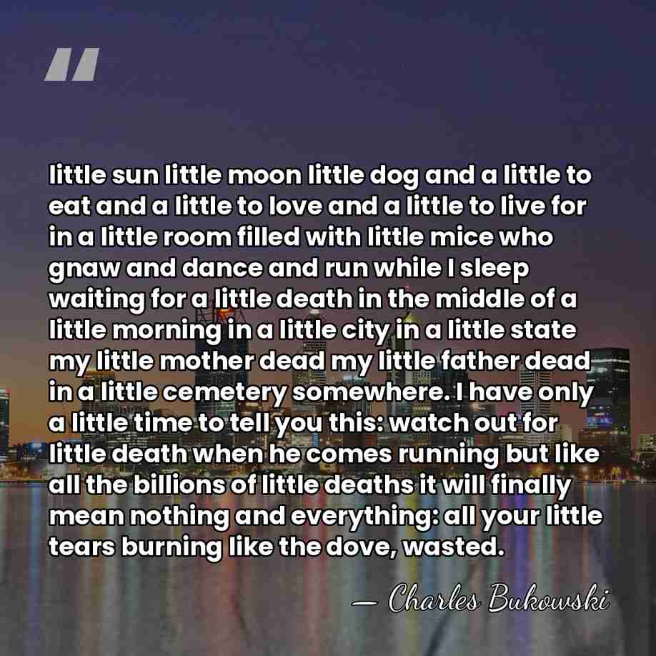 little sun little moon little dog and a little to eat and&hellip; - Charles Bukowski