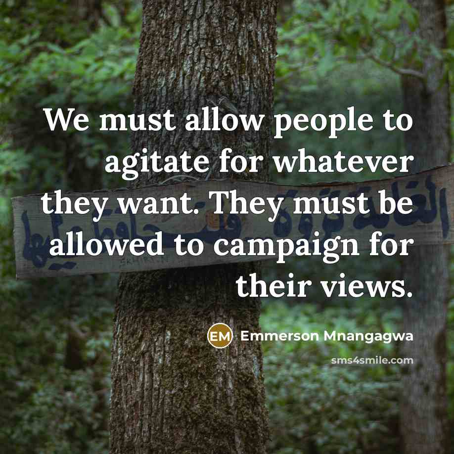 “We must allow people to agitate for whatever they want.…” quote by Emmerson Mnangagwa