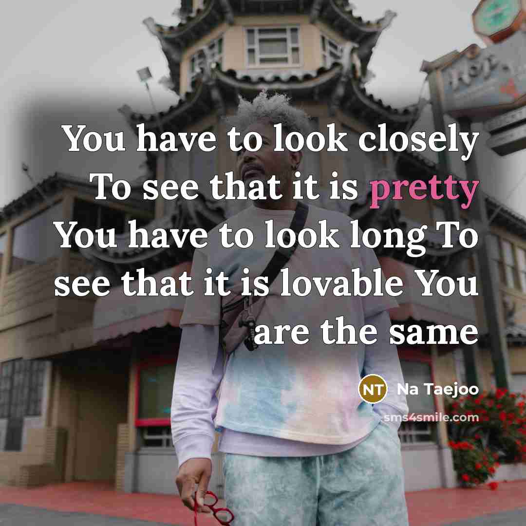 “You have to look closely To see that it is…” quote by Na Taejoo