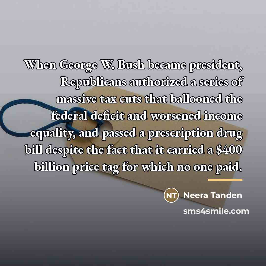 “When George W. Bush became president, Republicans authorized a series…” quote by Neera Tanden
