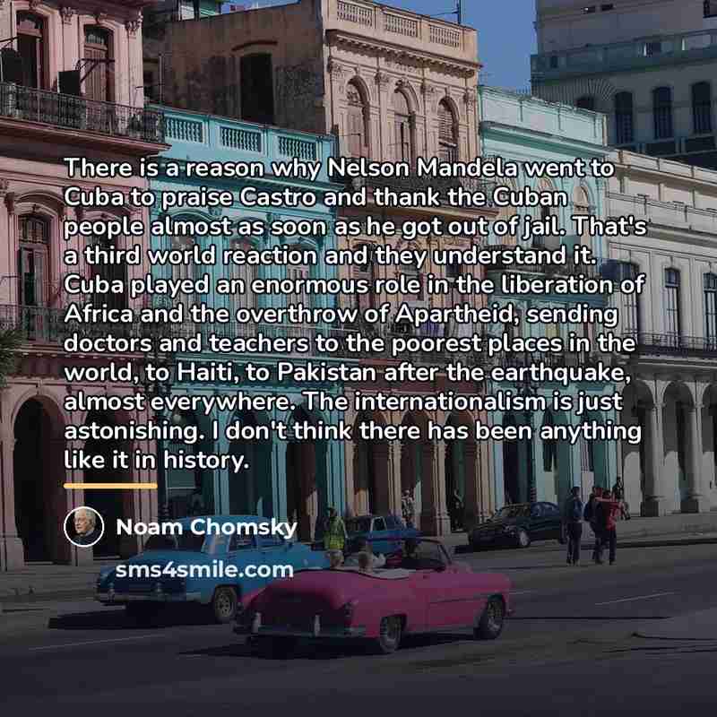 “There is a reason why Nelson Mandela went to Cuba…” quote by Noam Chomsky