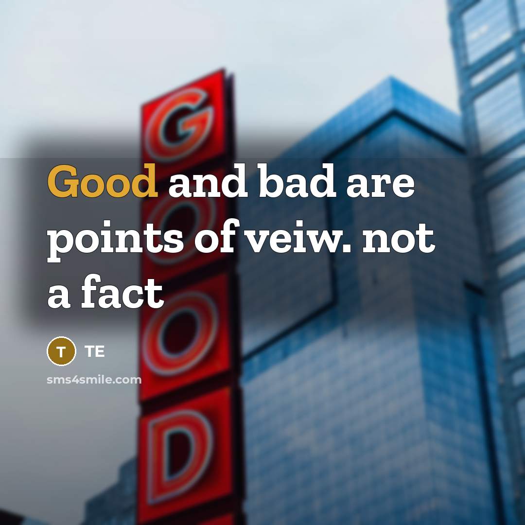“Good and bad are points of veiw. not a fact” quote by TE