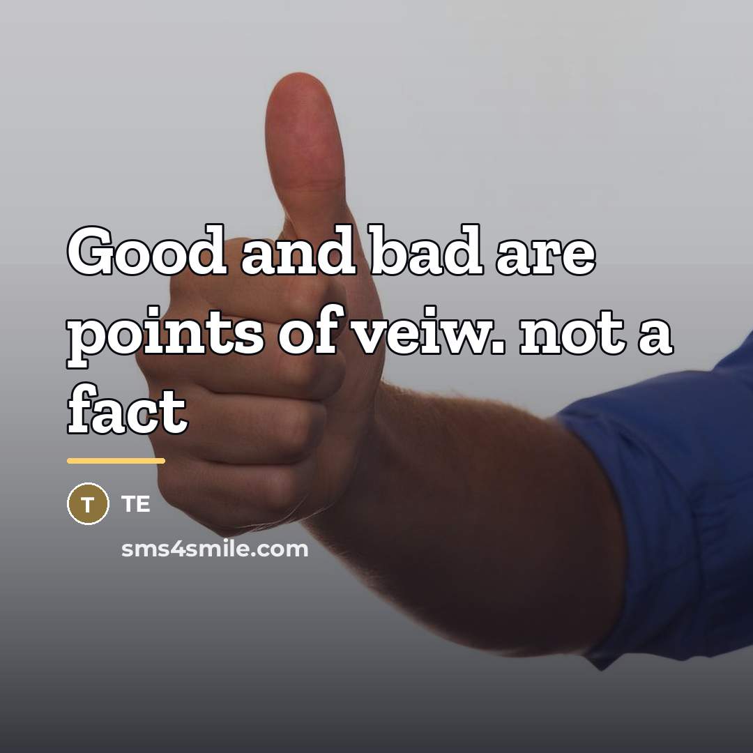 “Good and bad are points of veiw. not a fact…” quote by TE