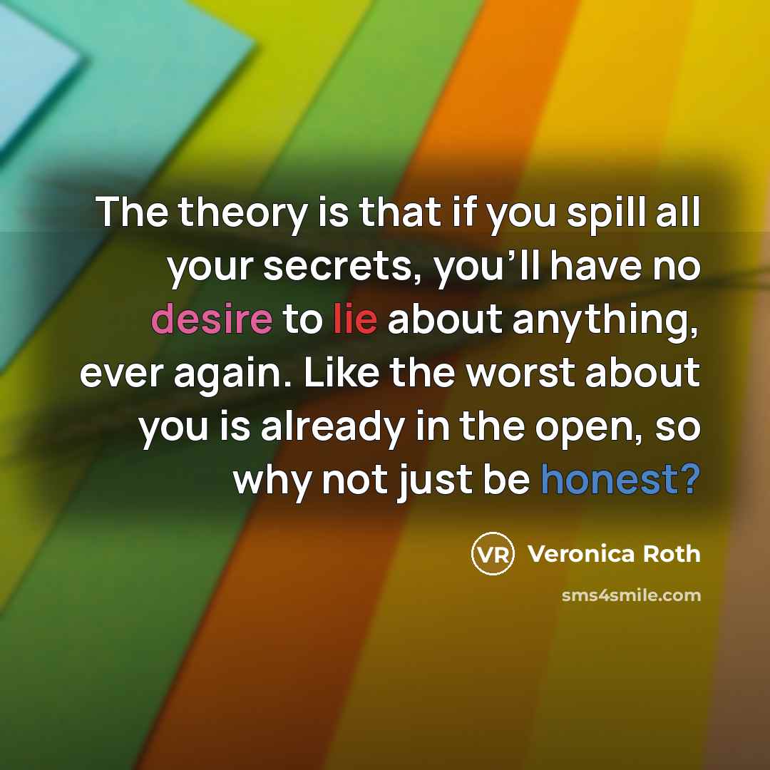 “The theory is that if you spill all your secrets,…” quote by Veronica Roth