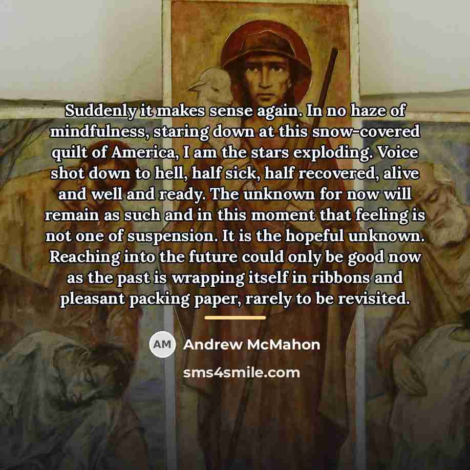 “Suddenly it makes sense again. In no haze of mindfulness,…” quote by Andrew McMahon