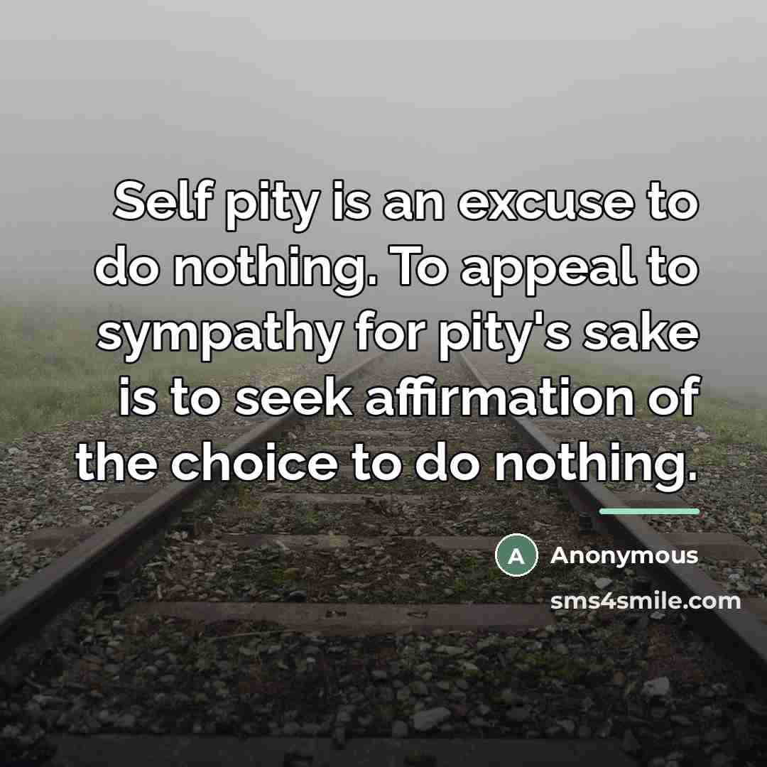 “Self pity is an excuse to do nothing. To appeal…” quote by Anonymous