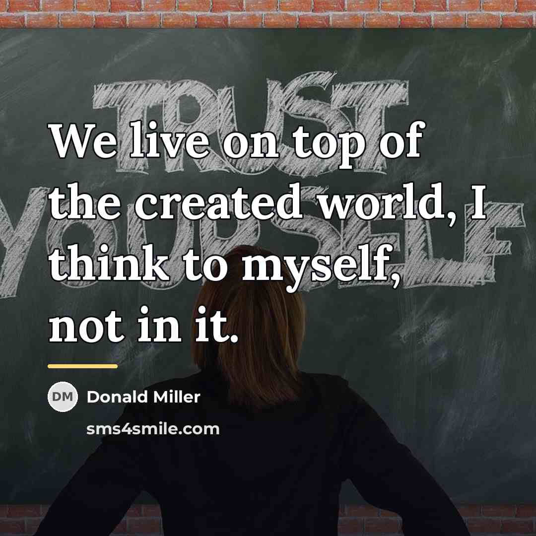 “We live on top of the created world, I think…” quote by Donald Miller