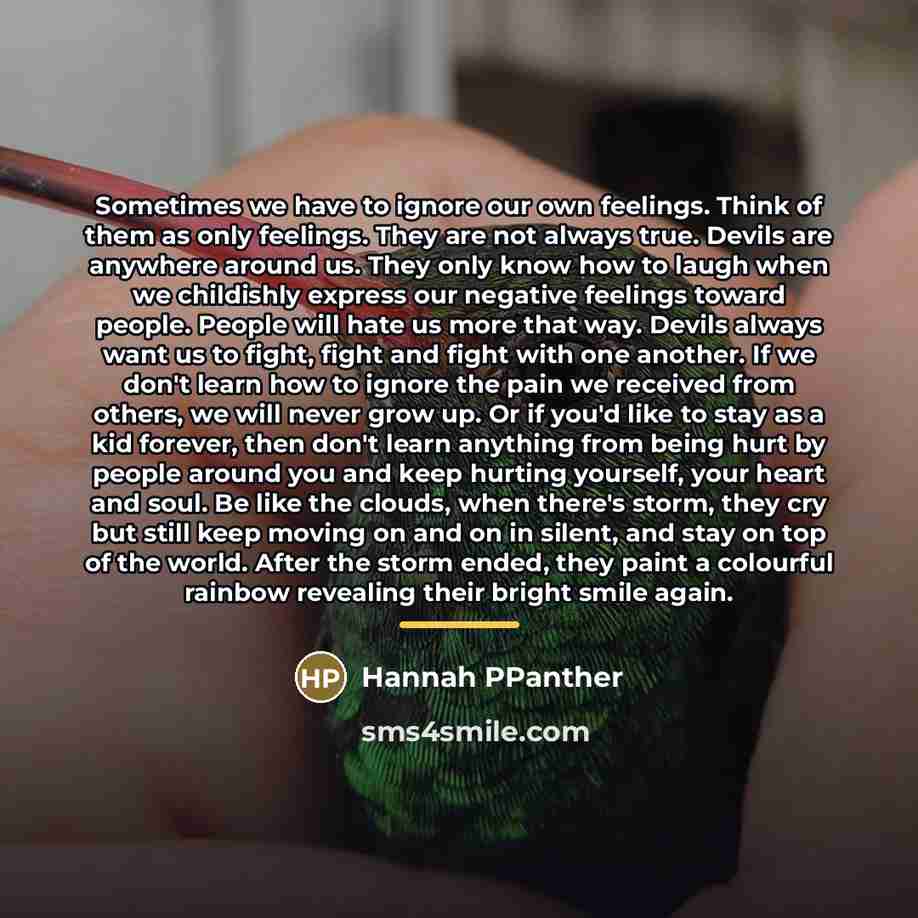 “Sometimes we have to ignore our own feelings. Think of…” quote by Hannah PPanther