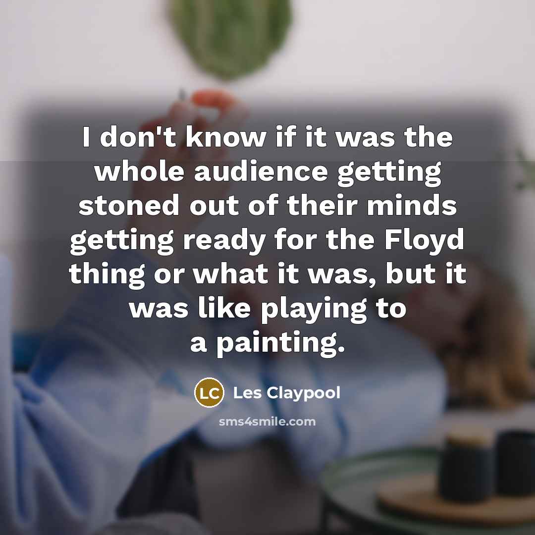 “I don't know if it was the whole audience getting…” quote by Les Claypool