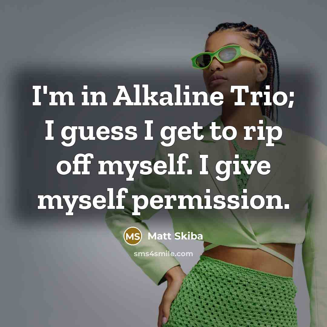“I'm in Alkaline Trio; I guess I get to rip…” quote by Matt Skiba